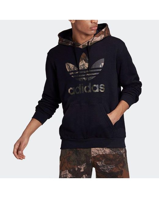 Adidas Blue Originals Camo Block Hdy Camouflage Logo Printing Pullover for men
