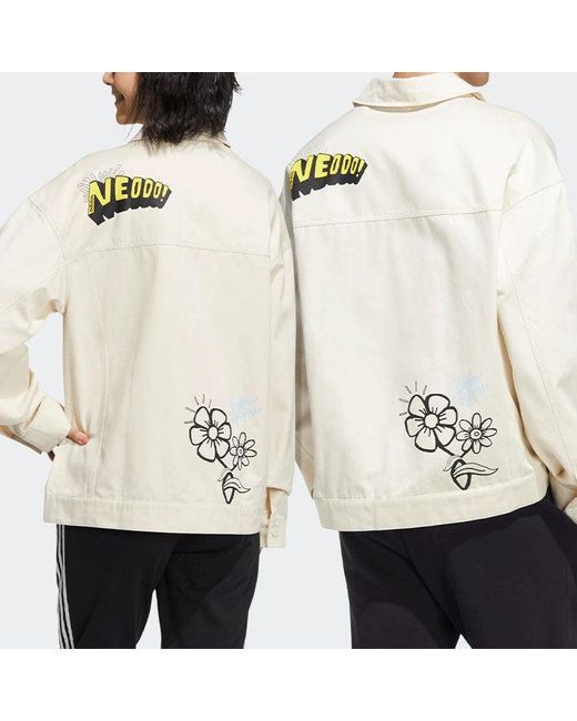 Adidas White Neo Alphabet Printing Sports Jacket Couple Style for men