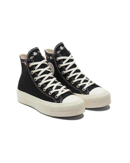 Converse Black (Wmns) Chuck Taylor All Star Lift Platform High 'Embroidered Floral