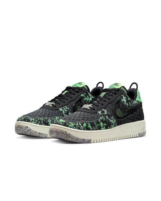 Nike Black Air Force 1 Crater Flyknit Next Nature Volt' for men