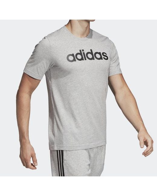 Adidas Gray Lin Tee Sports Stylish Alphabet Medium Hemp T-Shirt for men