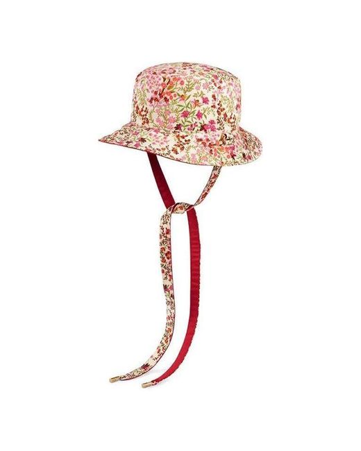 Gucci Red Floral Print Hat With Eschatology Label