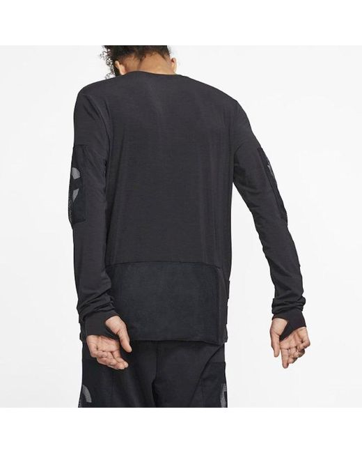 Nike Black Printing Splicing Sports Round Neck Pullover for men