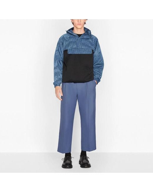 Dior Blue Fw21 Printing Hooded Jacket Coat for men
