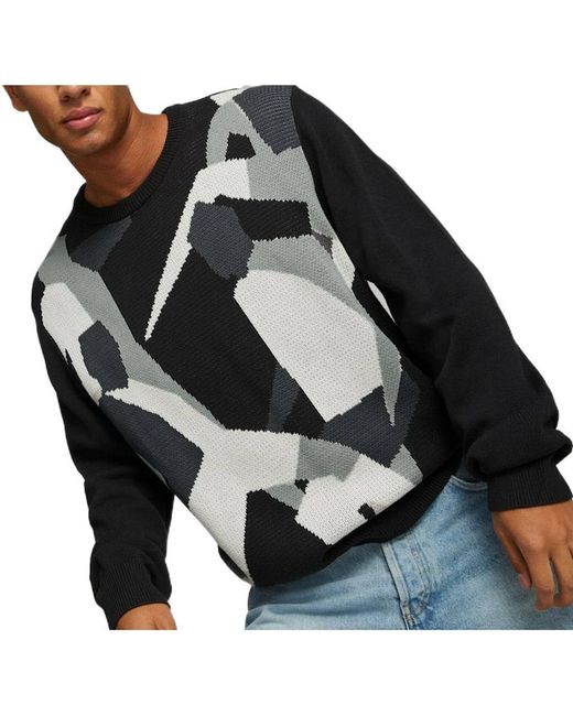 PUMA Blue Players Lounge Knit Crew Neck for men