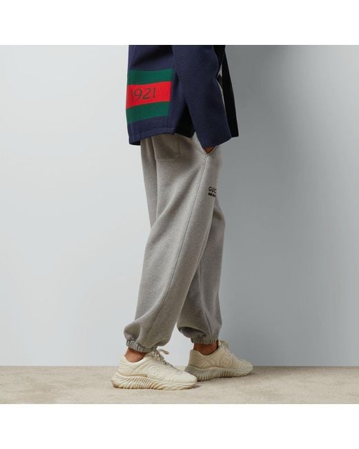 Gucci Gray Cotton Sweattrouser With Print for men