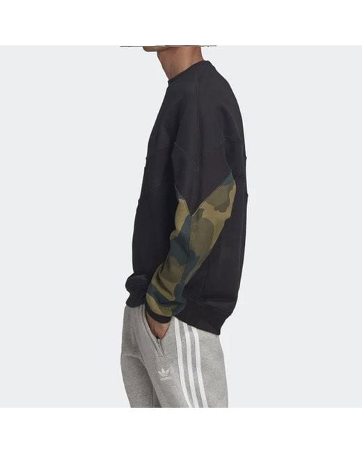 Adidas Black Originals Camo Crew Sweat Cotton Pullover Hoody for men