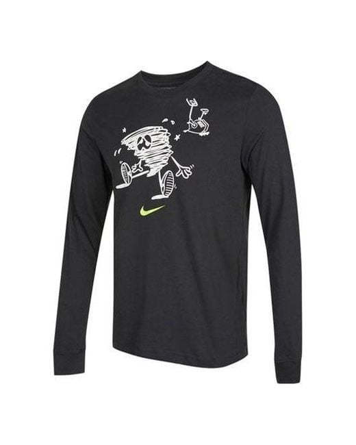 Nike Black Training Athleisure Casual Sports Long Sleeves Round Neck T-Shirt for men