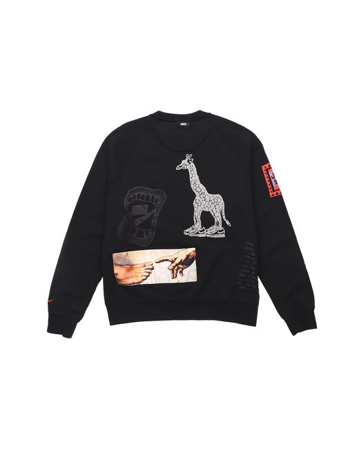 Nike Black Sportswear Nsw 3M Reflective Graffiti Printing Round Neck Pullover for men