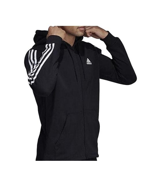 Adidas Black Must Have 3-Stripes French Terry Hoodie for men