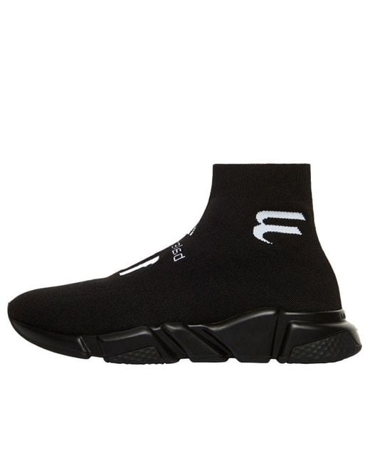Balenciaga Black Speed Lt Soccer Sponsor Logo Sneakers Knit' for men