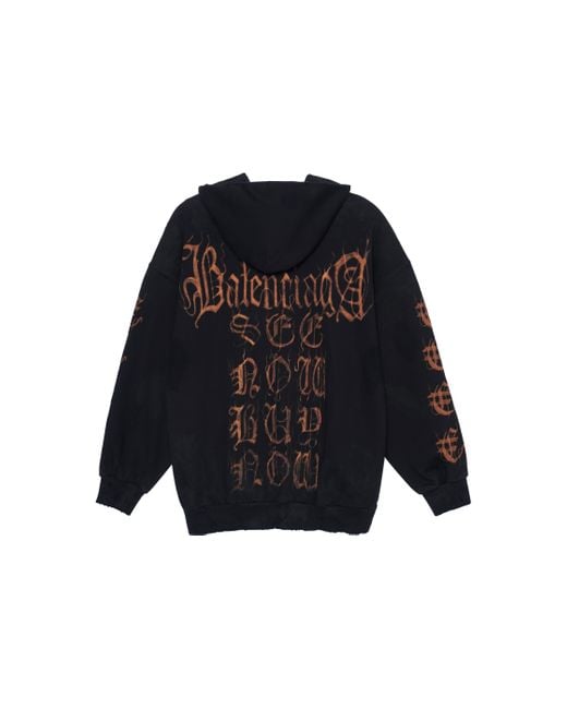 Balenciaga Blue Heavy Metal Zip-Up Hoodie Small Fit Faded'
