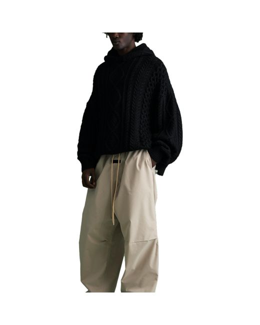 Fear Of God Black Fw23 Cable Knit Hoodie 'Jet' for men