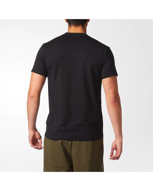 Adidas Black Adi Slgn Tee Alphabet Printing Casual Round Neck Short Sleeve for men