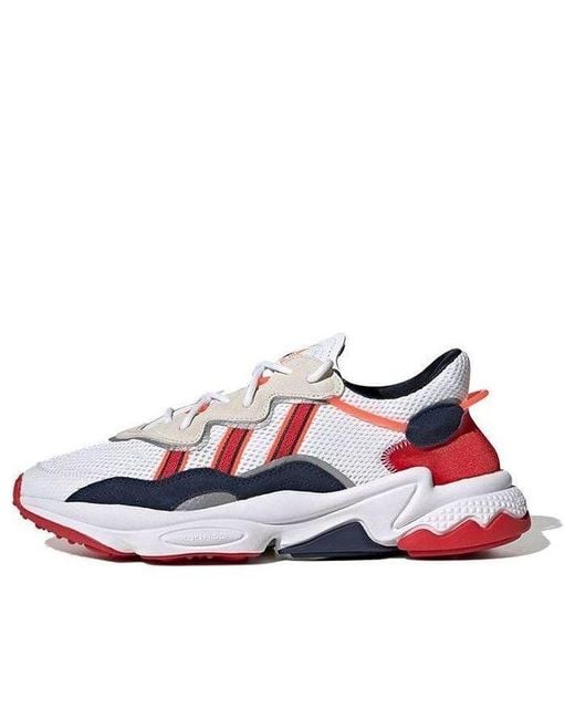 Adidas White Ozweego Low Tops Sports Shoe Sports Red for men
