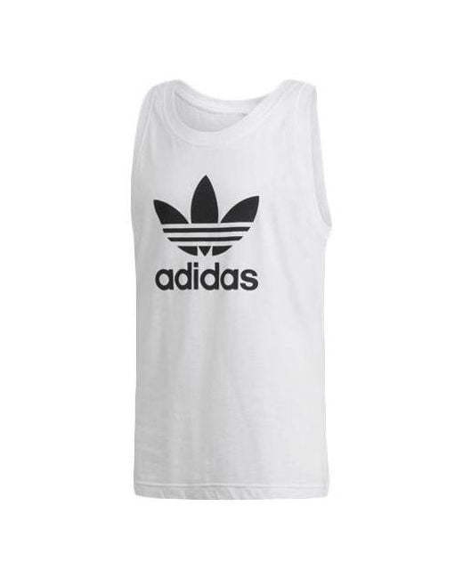 Adidas White Originals Trefoil Logo Sleeve Less Sport Vest for men