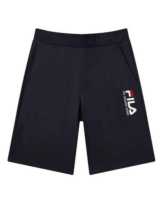 Fila Blue Logo Embroidered Casual Knit Shorts for men
