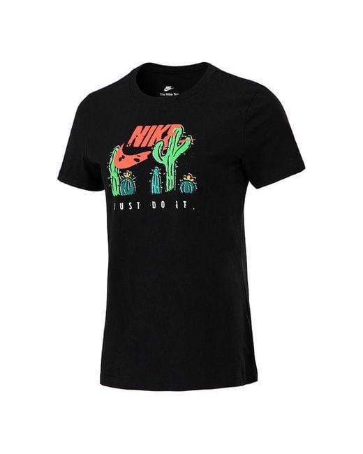 Nike Black (Wmns) Printing Athleisure Casual Sports Short Sleeve