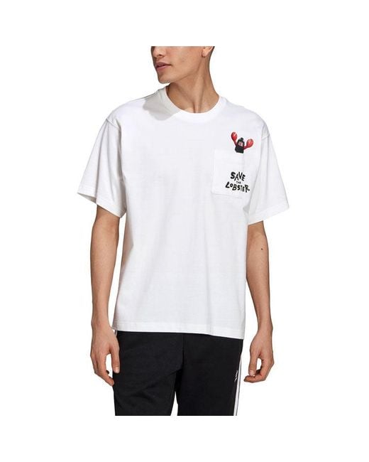 Adidas White Originals Artist Tee Ss Dragon Pattern Pocket Short Sleeve for men