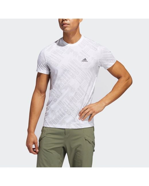 Adidas White Gfx Aop Tee Outdoor Sports Full Print Knit Short Sleeve for men