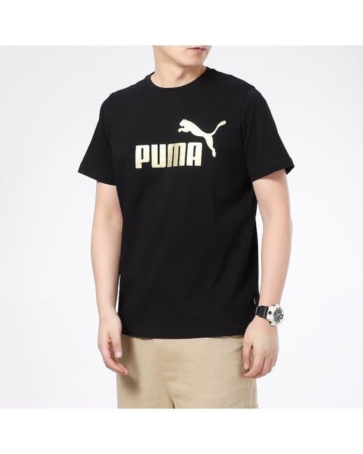 PUMA Black Essentials Metallic Logo T-Shirt for men
