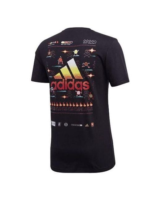 Adidas Blue 8-Bit Platform Back Printing Sports Round Neck Short Sleeve for men