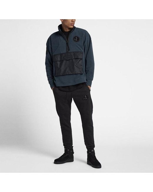 Nike Blue Splicing Polar Fleece Cardigan Stand Collar Pullover for men