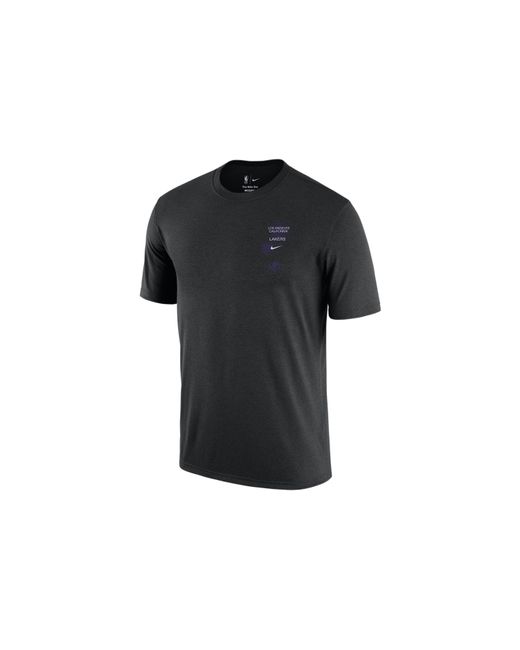 Nike X Nba Crossover Los Angeles Lakers Courtside Pattern Printing Round Neck Short Sleeve Black for men