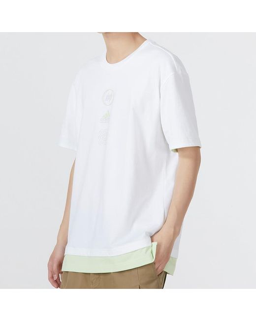 Adidas White Colorblock Athleisure Casual Sports Short Sleeve T-Shirt for men