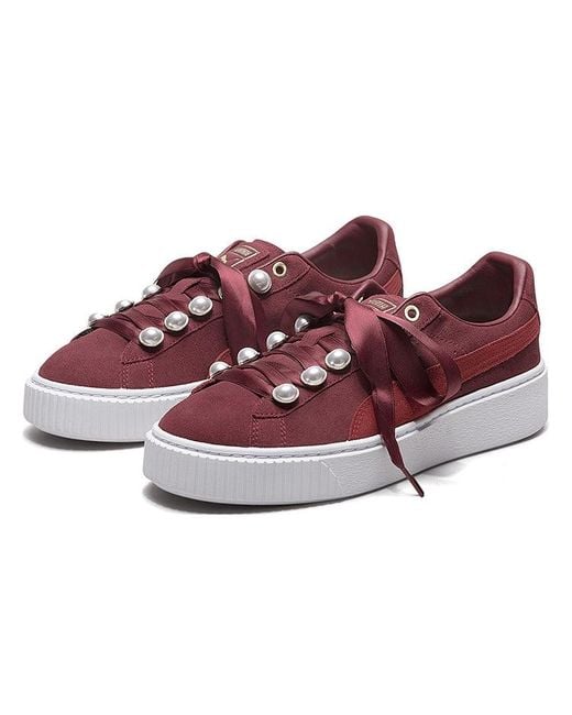 PUMA Red (Wmns) Suede Platform Bling
