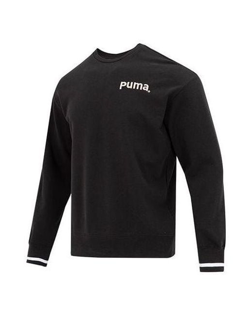 PUMA Black Team Crew Tr Logo Sweater for men