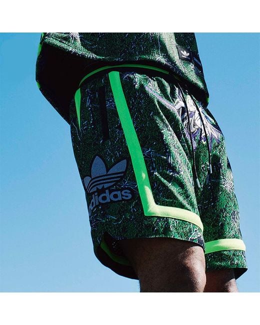 Adidas Green Originals X Sankuanz Crossover Double Sided Sports Shorts for men