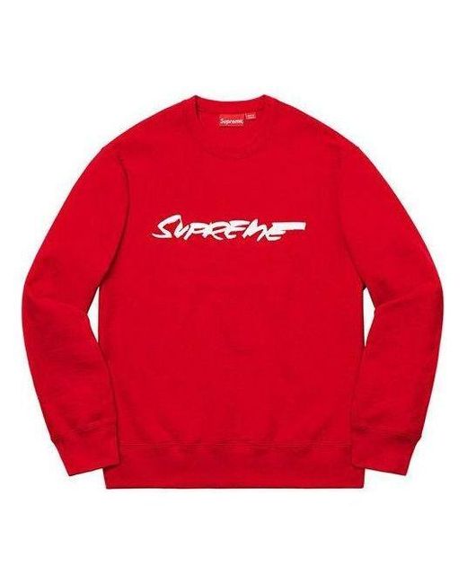 Supreme Red Futura Logo Crewneck Sweater for men