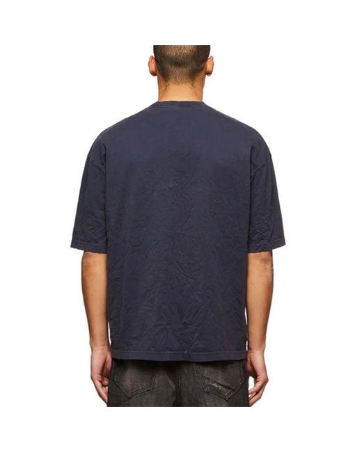 Balenciaga Blue Varsity Logo Short Sleeve T-Shirt for men