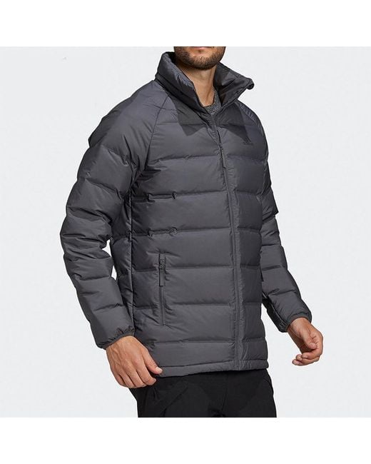 Adidas Blue Helionic Stand Collar Stay Warm Casual Sports Down Jacket for men
