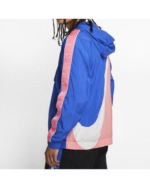 Nike Blue Sportswear Nsw Big Swoosh Back Large Half Zipper Sports Hooded Jacket for men