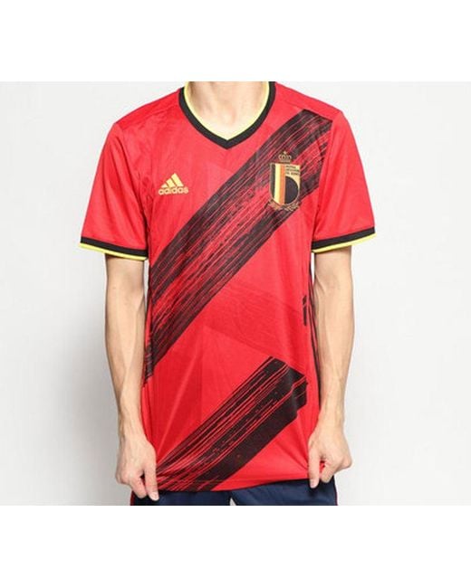 Adidas Red Belgium National Team Home Fan Edition Sports Short Sleeve Jersey for men