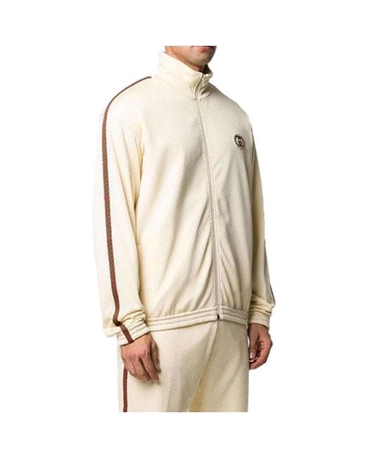 Gucci Natural Chest Logo Zip Jacket White for men