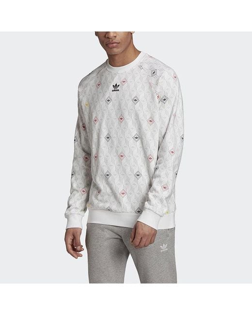 Adidas Gray Originals Version Logo Printing Casual Sports Round Neck Pullover Long Sleeves for men