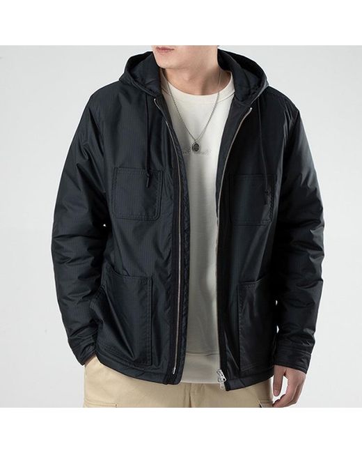 Converse Blue Casual Sports Cargo Hooded Long Sleeves Padded Jacket