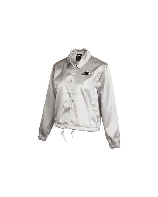 Nike Gray (Wmns) Graffiti Embroidered Woven Sports Lapel Jacket