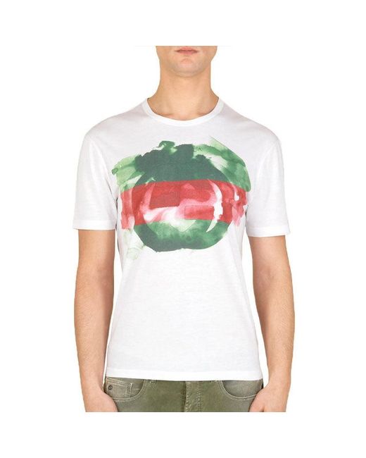Gucci White Print With Round Neck And Short Sleeves