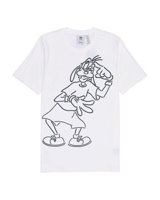 Adidas White Originals X Isney Crossover Cartoon Printing Casual Breathable Stripe Pattern Sports Short Sleeve for men