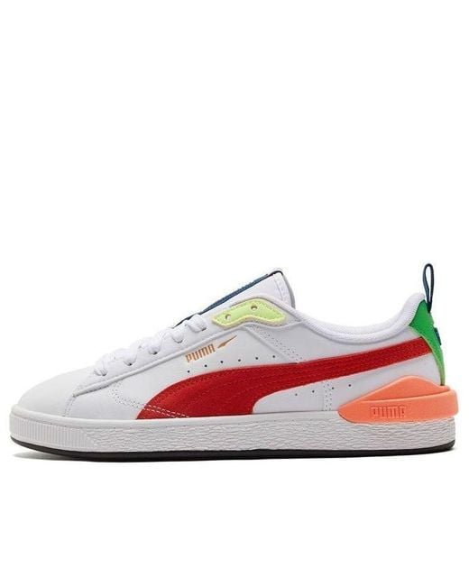 PUMA White Suede Bloc Cherry Tomato' for men