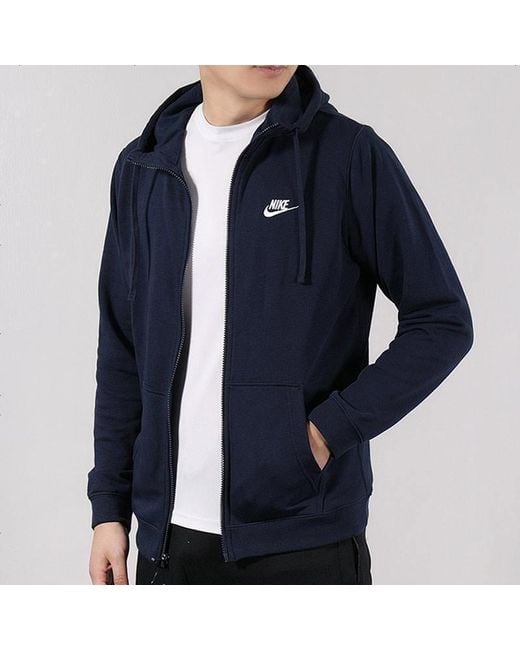 Nike Blue Knit Hooded Casual Sports Jacket for men