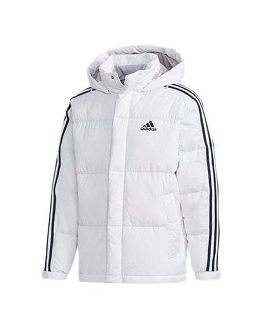 Adidas Gray 3St Puff Down Outdoor Protection Against Cold Stay Warm Hooded Down Jacket for men