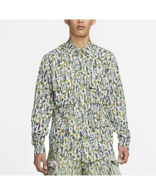 Nike Green Ss22 Dri-Fit Acg Uv Version Floral Long Sleeves Shirt for men
