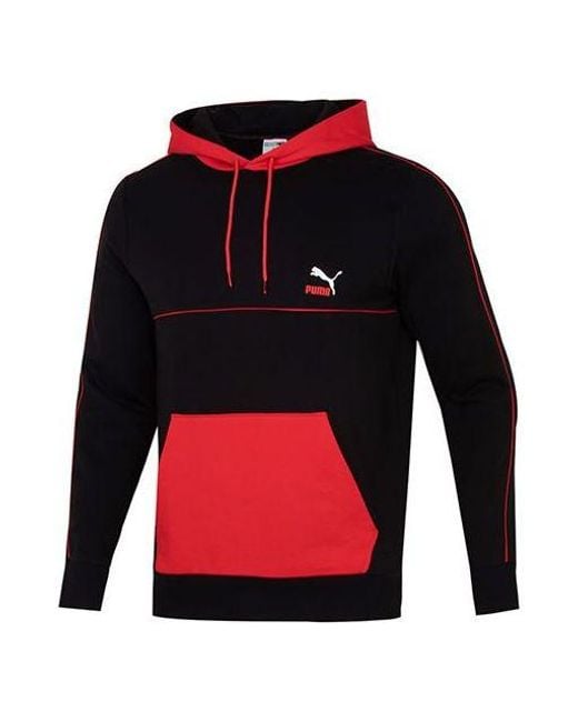 PUMA Red Clsx Colblock Hoodie for men