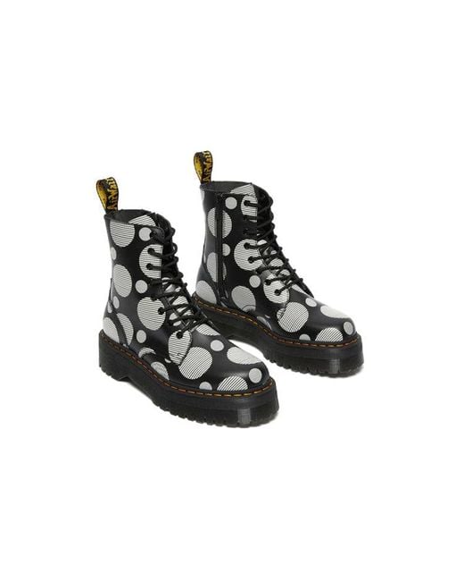 Dr. Martens Black (Wmns) Jadon Polka Dot Smooth Leather Platform Boots