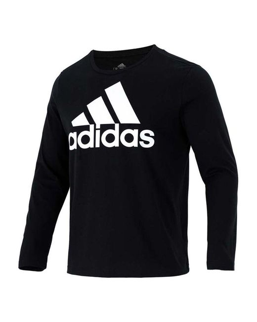 Adidas Blue Large Logo Printing Loose Sports Long Sleeves T-Shirt for men